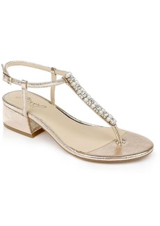 Badgley Mischka Dasha Womens Metallic Jeweled Thong Sandals