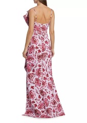 Badgley Mischka Floral Bow-Bodice Gown
