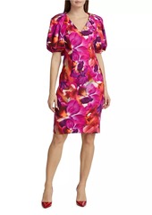 Badgley Mischka Floral Knee-Length Dress