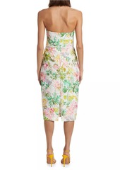 Badgley Mischka Floral Lace Strapless Cocktail Dress