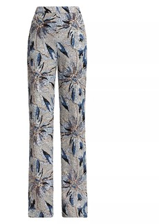 Badgley Mischka Floral Sequined Wide-Leg Pants