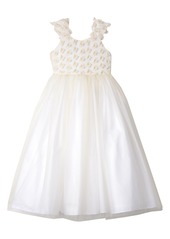 Badgley Mischka Collection 3D Flower Tulle Dress in Ivory at Nordstrom