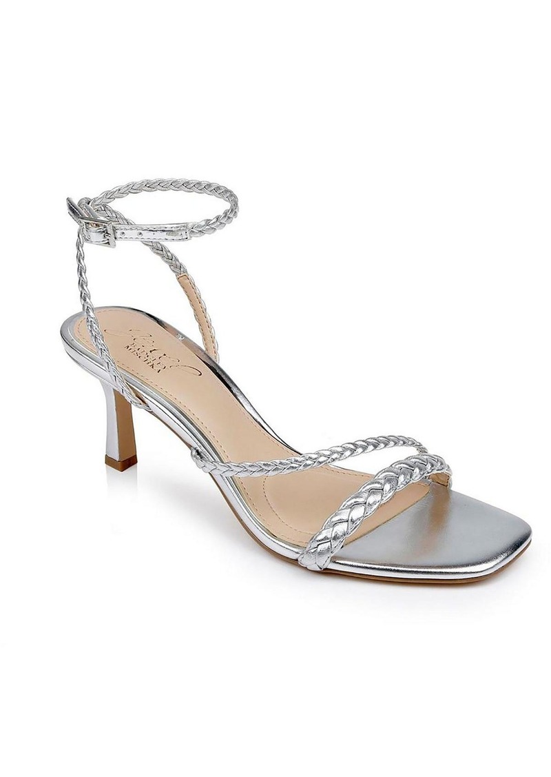 Badgley Mischka HELIA Womens Leather Ankle Strap Heels