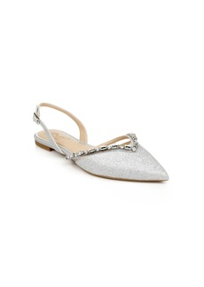 Jewel Badgley Mischka Women's Camden Slingback Pointed Toe Evening Flats - Silver Glitter