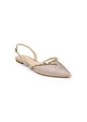 Jewel Badgley Mischka Women's Camden Slingback Pointed Toe Evening Flats - Rose Gold Glitter