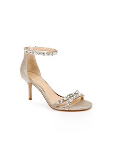 Jewel Badgley Mischka Women's Caroline Embellished Ankle Strap Evening Sandals - Light Gold-Tone