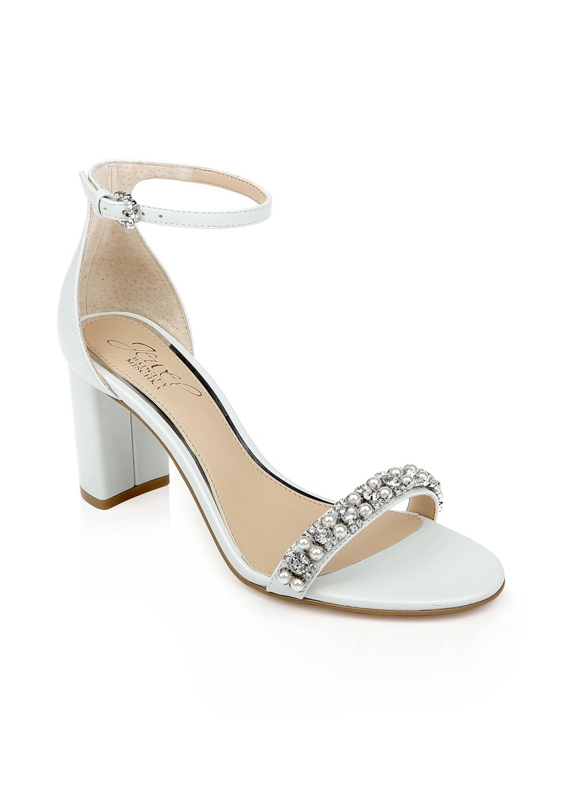 Jewel Badgley Mischka Daylann Pearl and Crystal Block Heel Sandal