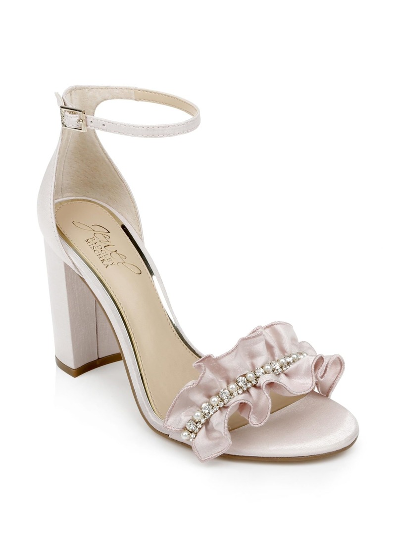 Jewel Badgley Mischka Deva Ruffle High Block Heel