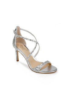 Jewel Badgley Mischka Women's Dimitra Crisscross Strap Stiletto Evening Sandals - Silver Glitter