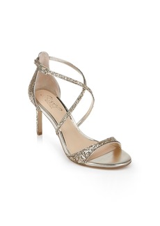 Jewel Badgley Mischka Women's Dimitra Crisscross Strap Stiletto Evening Sandals - Gold Glitter