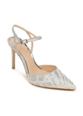 Jewel Badgley Mischka Fedora Crystal Embellished Pointed Toe Pump in Silver Glitter at Nordstrom