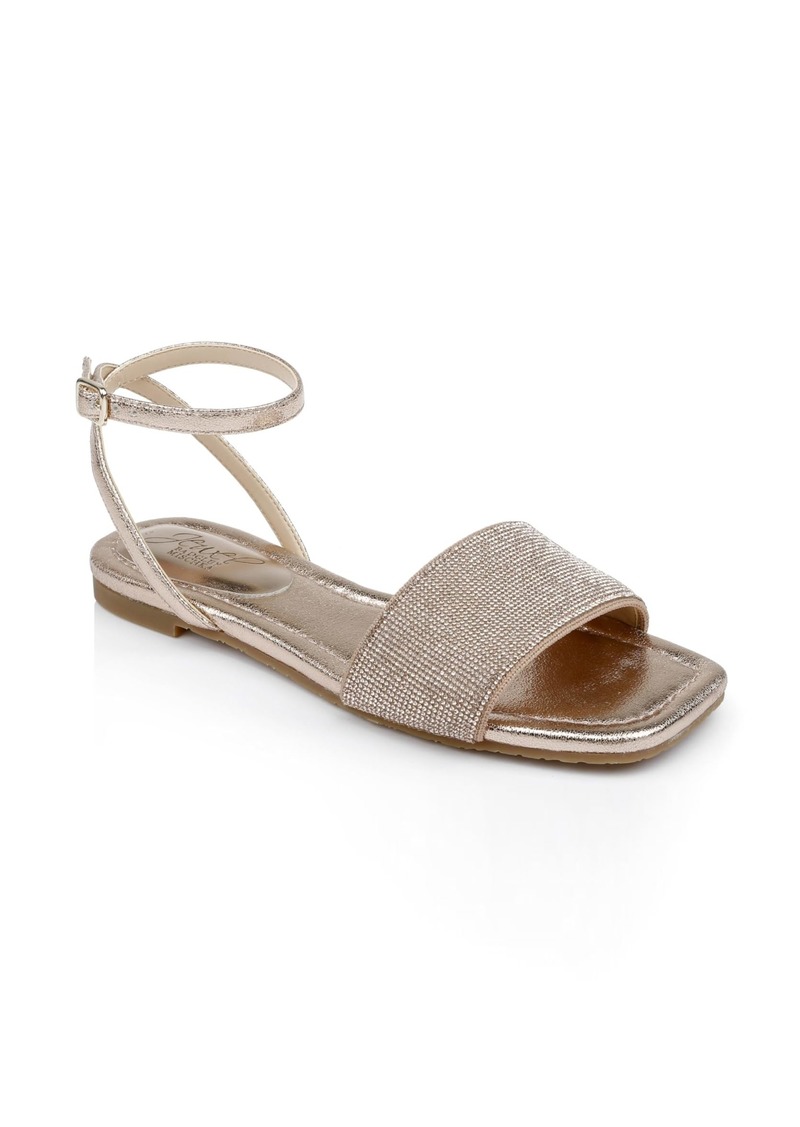 Jewel Badgley Mischka Hadley Flat Sandals with Ankle Strap