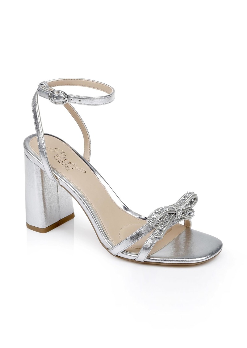 Jewel Badgley Mischka Hillary Block Heel Sandal with Rhinestone Bow