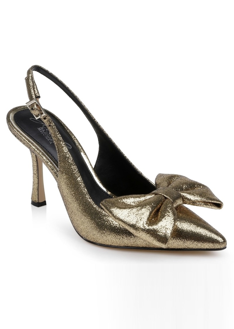 Jewel Badgley Mischka Kourtnay Bow Evening Pump - Gold Metallic Fabric