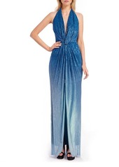 Jewel Badgley Mischka Metalllic Ombré Halter Neck Gown