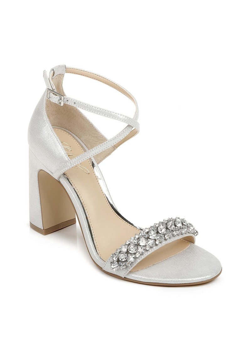 Jewel Badgley Mischka Penny Crystal Embellished Block Heel