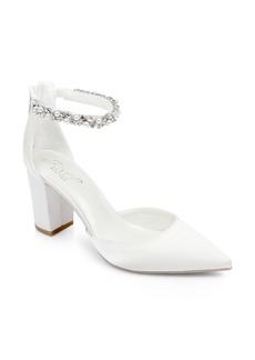 Jewel Badgley Mischka Rissa Ankle Strap Pointed Toe Pump in Ivory at Nordstrom Rack