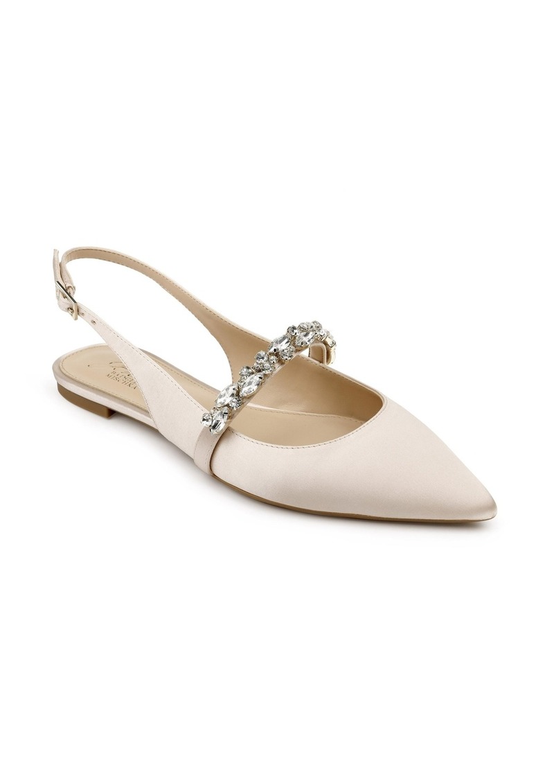 Jewel Badgley Mischka Women's Bambi Slingback Evening Flats - Champagne Satin