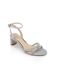 Jewel Badgley Mischka Women's Gavi Block Heel Evening Sandals - Silver Glitter