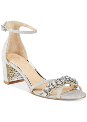 Jewel Badgley Mischka Women's Giona Block Heel Evening Sandals - Champagne Satin