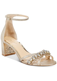Jewel Badgley Mischka Women's Giona Block Heel Evening Sandals - Gold Glitter