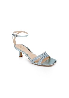 Jewel Badgley Mischka Women's Hayzel Kitten Heel Evening Sandals - Powder Blue Metallic