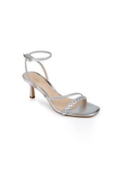Jewel Badgley Mischka Women's Helia Asymmetrical Evening Sandals - Silver Nappa Leather