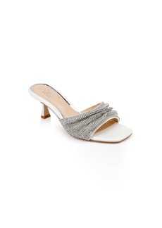 Jewel Badgley Mischka Women's Humor Kitten Heel Slide Evening Sandals - White Pearlized
