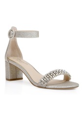 Jewel Badgley Mischka Women's James Block Heel Evening Sandals - Silver Glitter