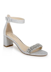 Jewel Badgley Mischka Women's James Block Heel Evening Sandals - Silver Glitter