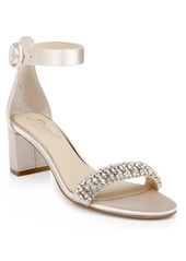 Jewel Badgley Mischka Women's James Block Heel Evening Sandals - Silver Glitter