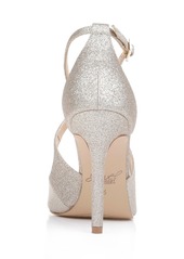 Jewel Badgley Mischka Women's Jonna Crisscross Peep Toe Evening Sandals - Silver Glitter