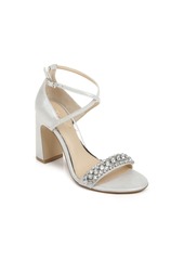 Jewel Badgley Mischka Women's Penny Crisscross Strap Block Heel Evening Sandals - Silver