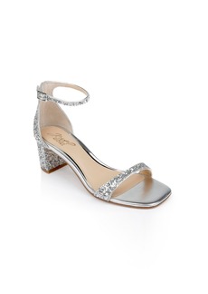 Jewel Badgley Mischka Women's Reese Block Heel Evening Sandals - Silver Glitter