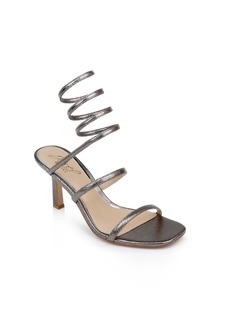 Jewel Badgley Mischka Women's Reina Ankle Wrap Evening Sandals - Pewter Texture Metallic