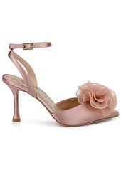 Jewel Badgley Mischka Women's Taylee Ankle Strap Flower Pumps - Blush Satin