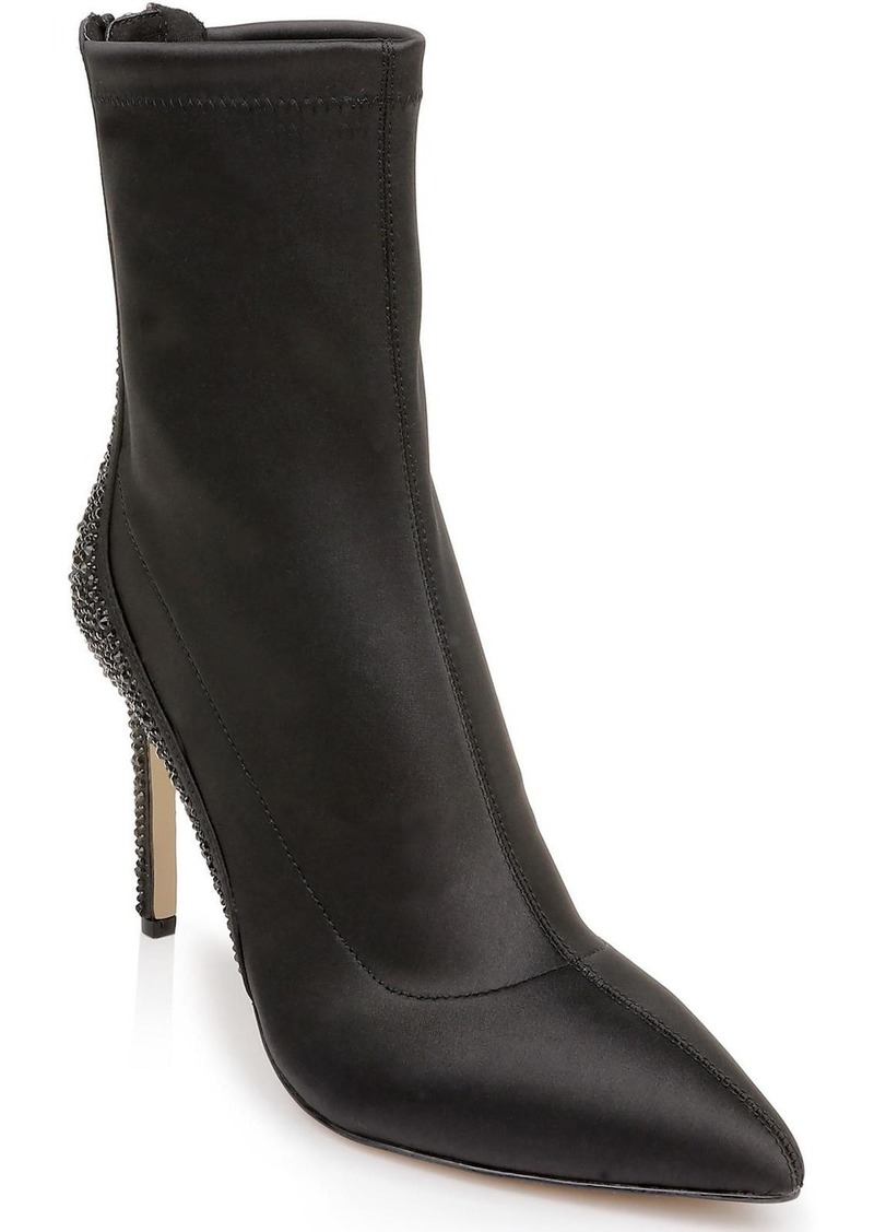 Badgley Mischka Joss Womens Satin Pointed Toe Ankle Boots