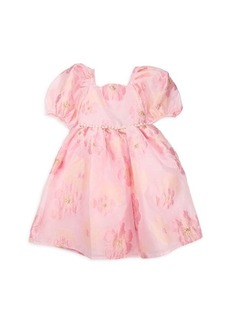 Badgley Mischka Little Girl's Addison A-line Floral Bow Dress