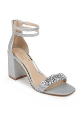 Jewel Badgley Mischka Natala Ankle Strap Sandal in Silver/Clear at Nordstrom