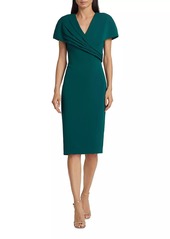 Badgley Mischka Pleated Wrap Sheath Dress