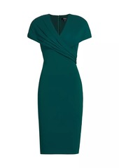 Badgley Mischka Pleated Wrap Sheath Dress