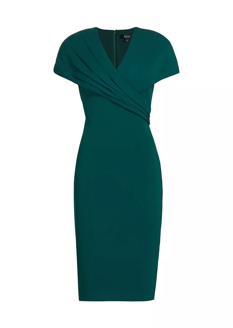 Badgley Mischka Pleated Wrap Sheath Dress