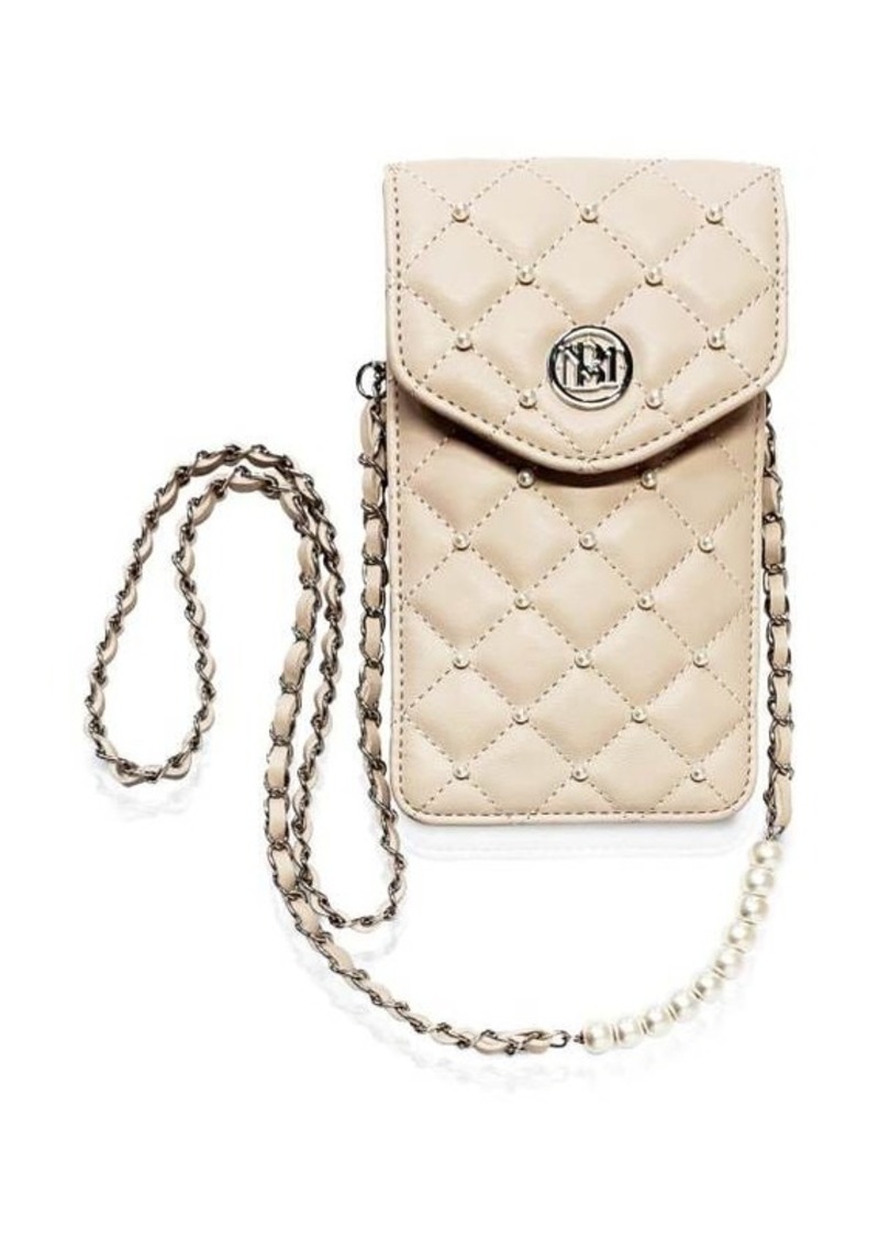 Badgley Mischka Quilted Faux Leather & Faux Pearl Phone Case
