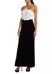 Badgley Mischka Rose-Sequined Strapless Gown