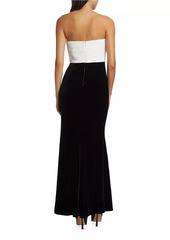 Badgley Mischka Rose-Sequined Strapless Gown