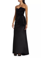 Badgley Mischka Rosette Off-The-Shoulder Maxi Dress