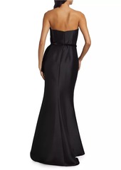 Badgley Mischka Rosette Off-The-Shoulder Maxi Dress