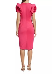 Badgley Mischka Rosette Ruffled Cocktail Dress