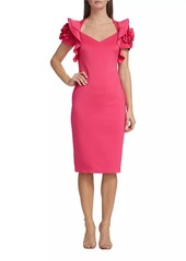 Badgley Mischka Rosette Ruffled Cocktail Dress