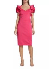 Badgley Mischka Rosette Ruffled Cocktail Dress